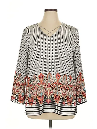Pre-owned Chico's 3/4 Sleeve Blouse In Gray