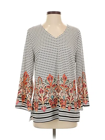 Pre-owned Chico's 3/4 Sleeve Blouse In Gray