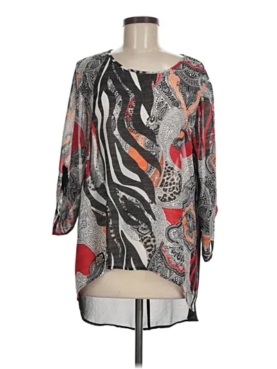 Pre-owned Chico's 3/4 Sleeve Blouse In Gray