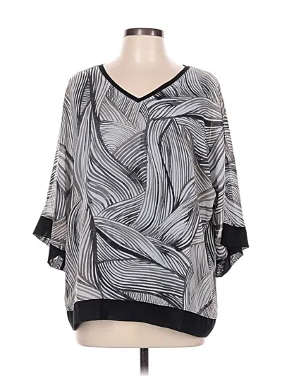 Pre-owned Chico's 3/4 Sleeve Blouse In Gray