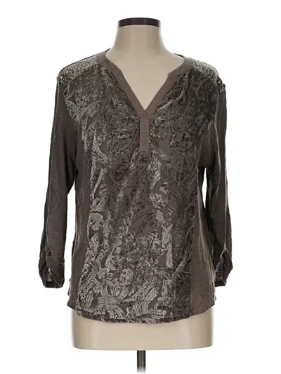 Pre-owned Chico's 3/4 Sleeve Blouse In Gray