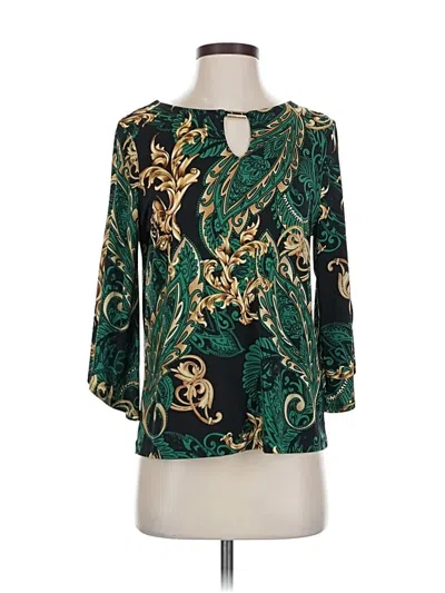 Pre-owned Chico's 3/4 Sleeve Blouse In Green