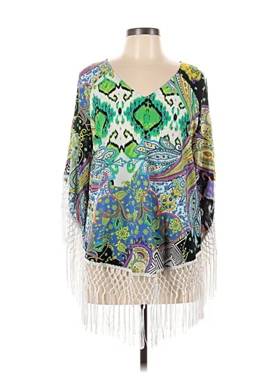 Pre-owned Chico's 3/4 Sleeve Blouse In Green