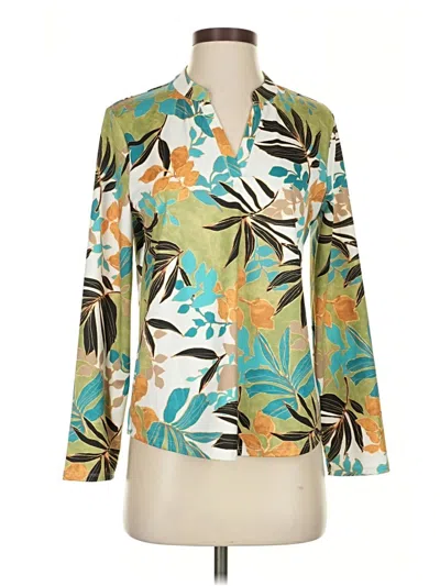 Pre-owned Chico's 3/4 Sleeve Blouse In Green