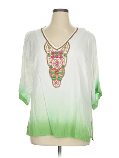 Pre-owned Chico's 3/4 Sleeve Blouse In Green