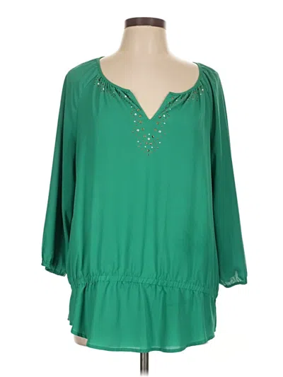 Pre-owned Chico's 3/4 Sleeve Blouse In Green