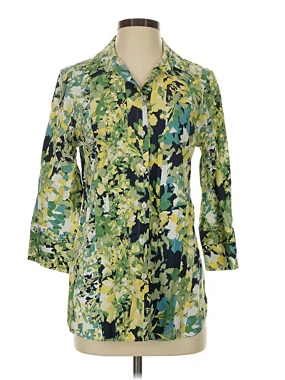 Pre-owned Chico's 3/4 Sleeve Blouse In Green