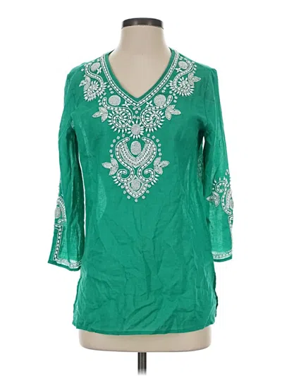 Pre-owned Chico's 3/4 Sleeve Blouse In Green