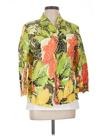 Pre-owned Chico's 3/4 Sleeve Blouse In Green
