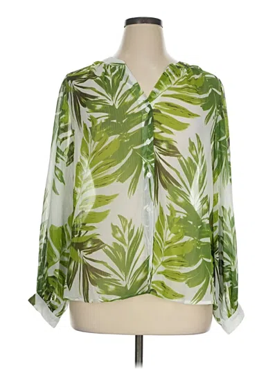 Pre-owned Chico's 3/4 Sleeve Blouse In Green