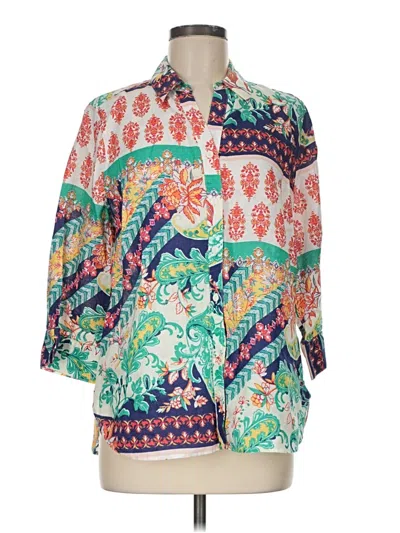 Pre-owned Chico's 3/4 Sleeve Blouse In Green