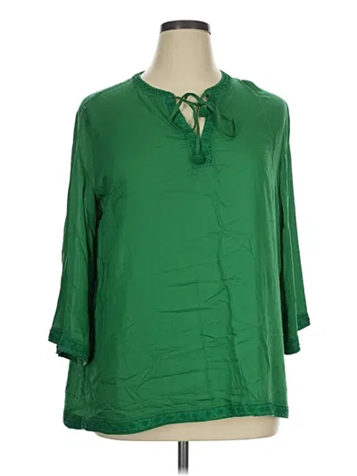 Pre-owned Chico's 3/4 Sleeve Blouse In Green