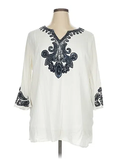 Pre-owned Chico's 3/4 Sleeve Blouse In Ivory