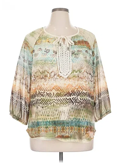 Pre-owned Chico's 3/4 Sleeve Blouse In Ivory