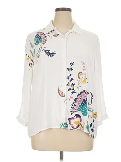 Pre-owned Chico's 3/4 Sleeve Blouse In Ivory