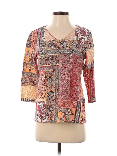 Pre-owned Chico's 3/4 Sleeve Blouse In Orange