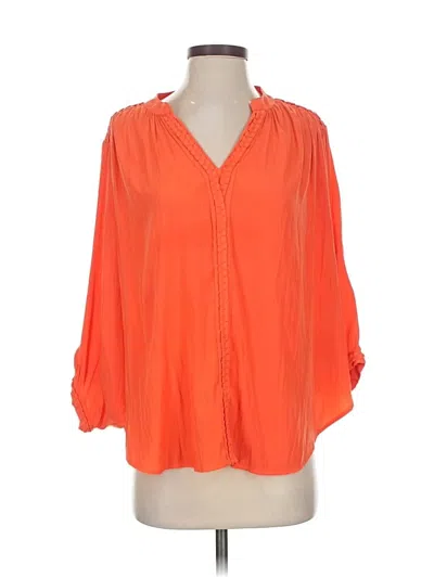 Pre-owned Chico's 3/4 Sleeve Blouse In Orange