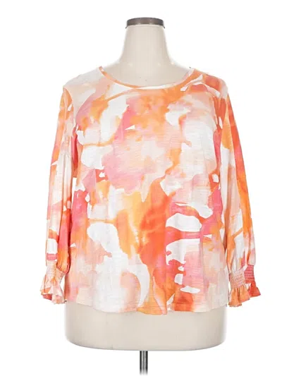 Pre-owned Chico's 3/4 Sleeve Blouse In Orange