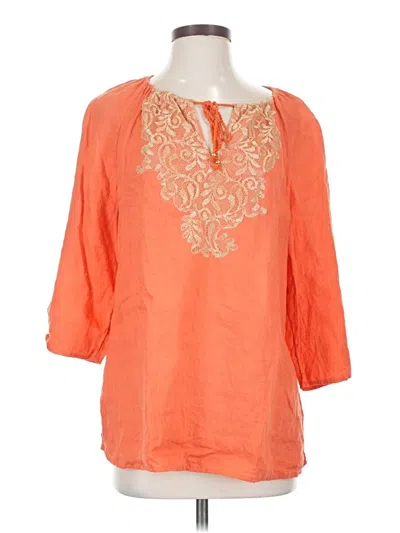 Pre-owned Chico's 3/4 Sleeve Blouse In Orange