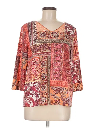 Pre-owned Chico's 3/4 Sleeve Blouse In Orange