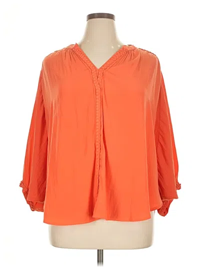 Pre-owned Chico's 3/4 Sleeve Blouse In Orange