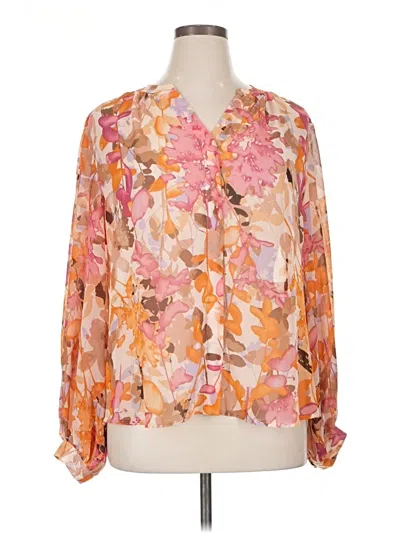 Pre-owned Chico's 3/4 Sleeve Blouse In Orange