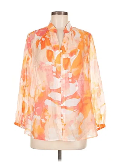 Pre-owned Chico's 3/4 Sleeve Blouse In Orange