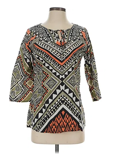 Pre-owned Chico's 3/4 Sleeve Blouse In Orange
