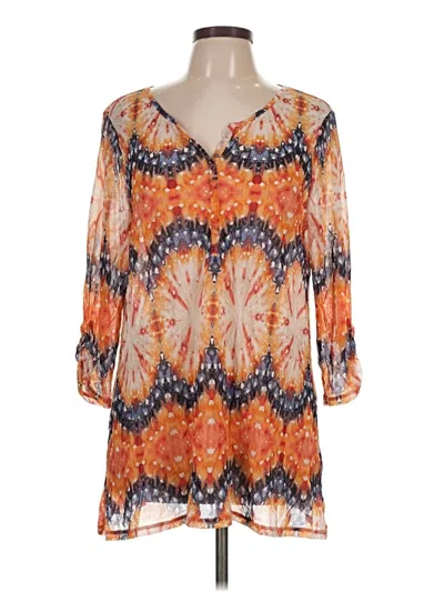 Pre-owned Chico's 3/4 Sleeve Blouse In Orange