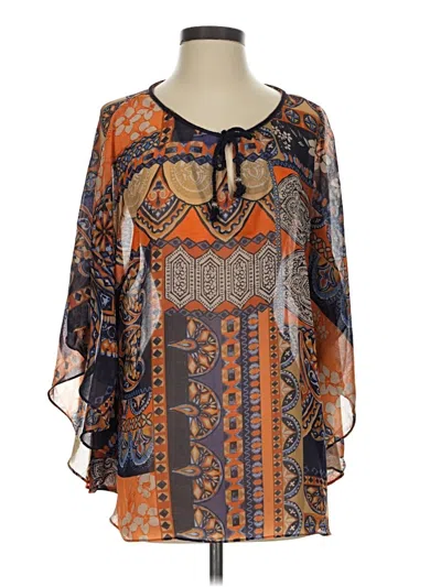 Pre-owned Chico's 3/4 Sleeve Blouse In Orange