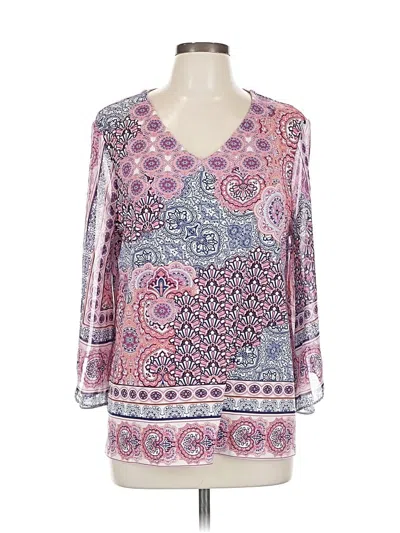 Pre-owned Chico's 3/4 Sleeve Blouse In Pink