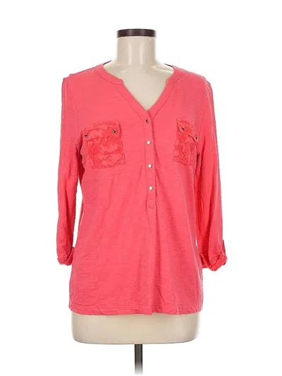 Pre-owned Chico's 3/4 Sleeve Blouse In Pink