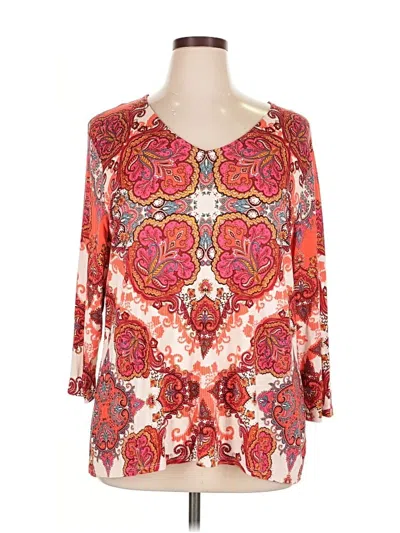 Pre-owned Chico's 3/4 Sleeve Blouse In Pink