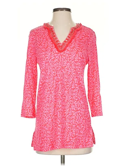 Pre-owned Chico's 3/4 Sleeve Blouse In Pink