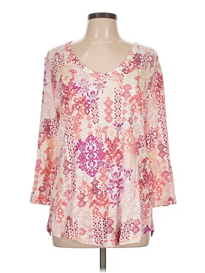 Pre-owned Chico's 3/4 Sleeve Blouse In Pink