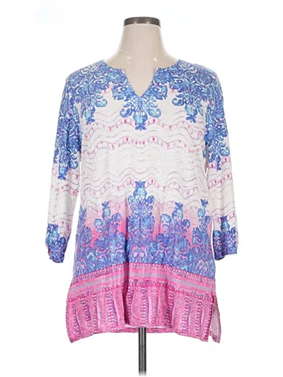 Pre-owned Chico's 3/4 Sleeve Blouse In Pink