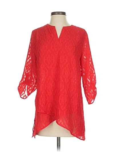 Pre-owned Chico's 3/4 Sleeve Blouse In Red