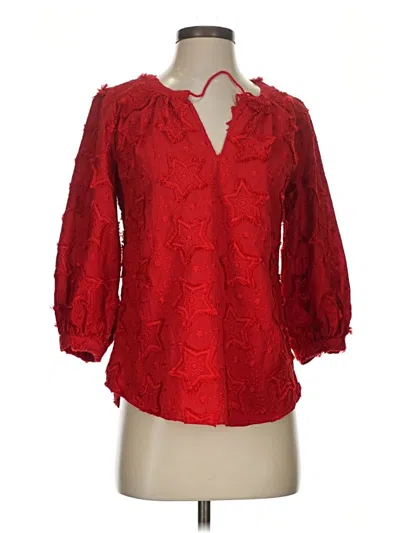 Pre-owned Chico's 3/4 Sleeve Blouse In Red