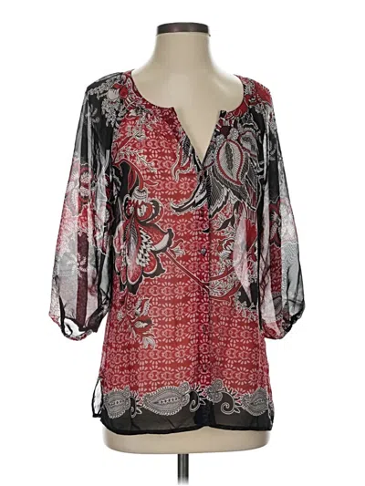 Pre-owned Chico's 3/4 Sleeve Blouse In Red