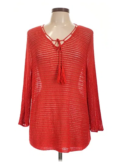 Pre-owned Chico's 3/4 Sleeve Blouse In Red