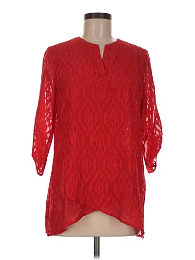 Pre-owned Chico's 3/4 Sleeve Blouse In Red