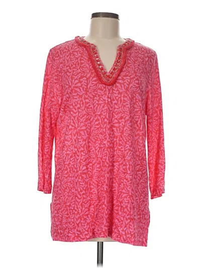 Pre-owned Chico's 3/4 Sleeve Blouse In Red