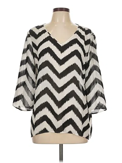 Pre-owned Chico's 3/4 Sleeve Blouse In Silver
