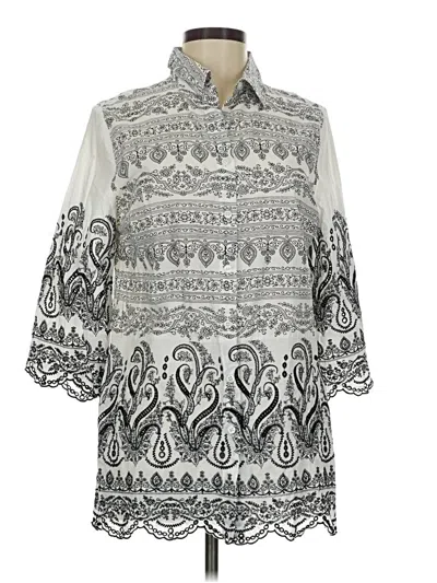 Pre-owned Chico's 3/4 Sleeve Blouse In Silver