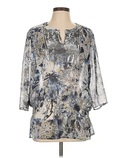 Pre-owned Chico's 3/4 Sleeve Blouse In Silver