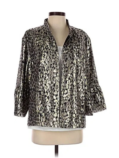 Pre-owned Chico's 3/4 Sleeve Blouse In Silver