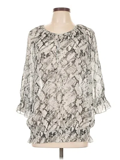 Pre-owned Chico's 3/4 Sleeve Blouse In Silver