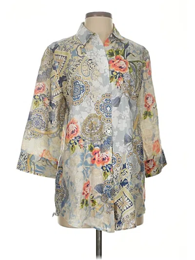 Pre-owned Chico's 3/4 Sleeve Blouse In Silver
