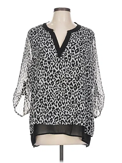 Pre-owned Chico's 3/4 Sleeve Blouse In Silver