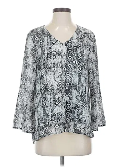 Pre-owned Chico's 3/4 Sleeve Blouse In Silver